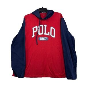 Polo Ralph Lauren 1967 Spell Out USA‎ Colorblock Lightweight Hoodie Size Large